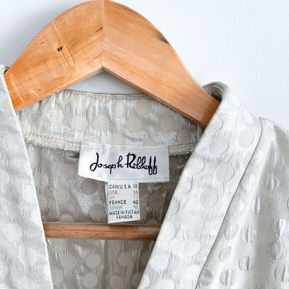 Joseph Ribkoff Womens Jacket Full Zip Cropped Style Circle Pattern Off White Siz - Picture 9 of 9